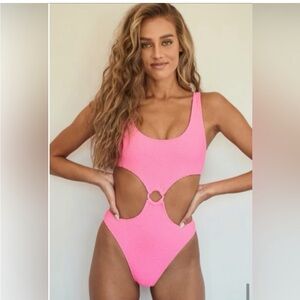 LA Hearts by PAC Sun Pink Cutout Swimsuit